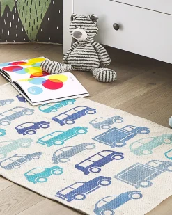 Hot Beliani Tappeto per bambini MADURAJ Blu 60 x 90 cm Cotone Beige Blu
