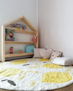 Online Beliani Tappeto per bambini MAWAND Beige ø 140 cm Cotone Beige Giallo