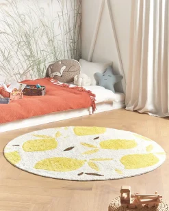 Online Beliani Tappeto per bambini MAWAND Beige ø 140 cm Cotone Beige Giallo