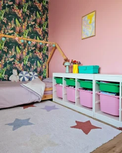 New Beliani Tappeto per bambini MEREVI Multicolore 140 x 200 cm Cotone Bianco Blu Giallo Rosso Multicolore