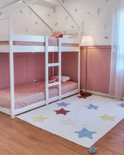 New Beliani Tappeto per bambini MEREVI Multicolore 140 x 200 cm Cotone Bianco Blu Giallo Rosso Multicolore
