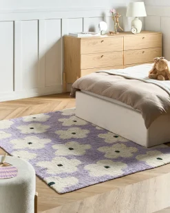 New Beliani Tappeto per bambini MOKHVA Viola chiaro 140 x 200 cm Cotone Bianco Viola
