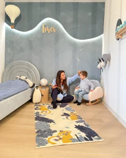 New Beliani Tappeto per bambini NAIBOS Multicolore 80 x 150 cm Cotone Beige Blu Giallo Multicolore