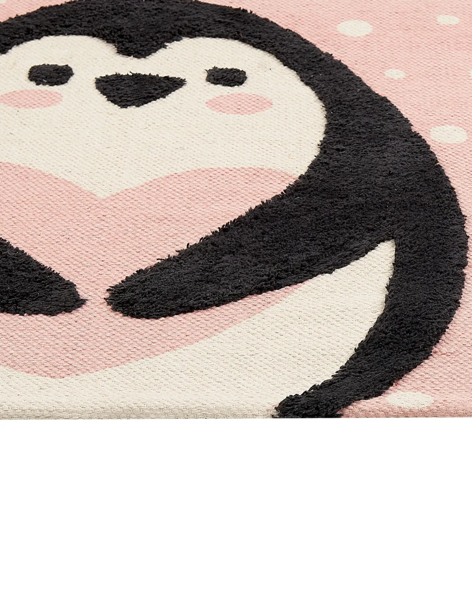 New Beliani Tappeto per bambini PENGKOL Rosa 80 x 150 cm Cotone Bianco Nero Rosa