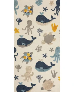 Outlet Beliani Tappeto per bambini PORSEA Multicolore 80 x 150 cm Cotone Beige Blu Grigio Multicolore