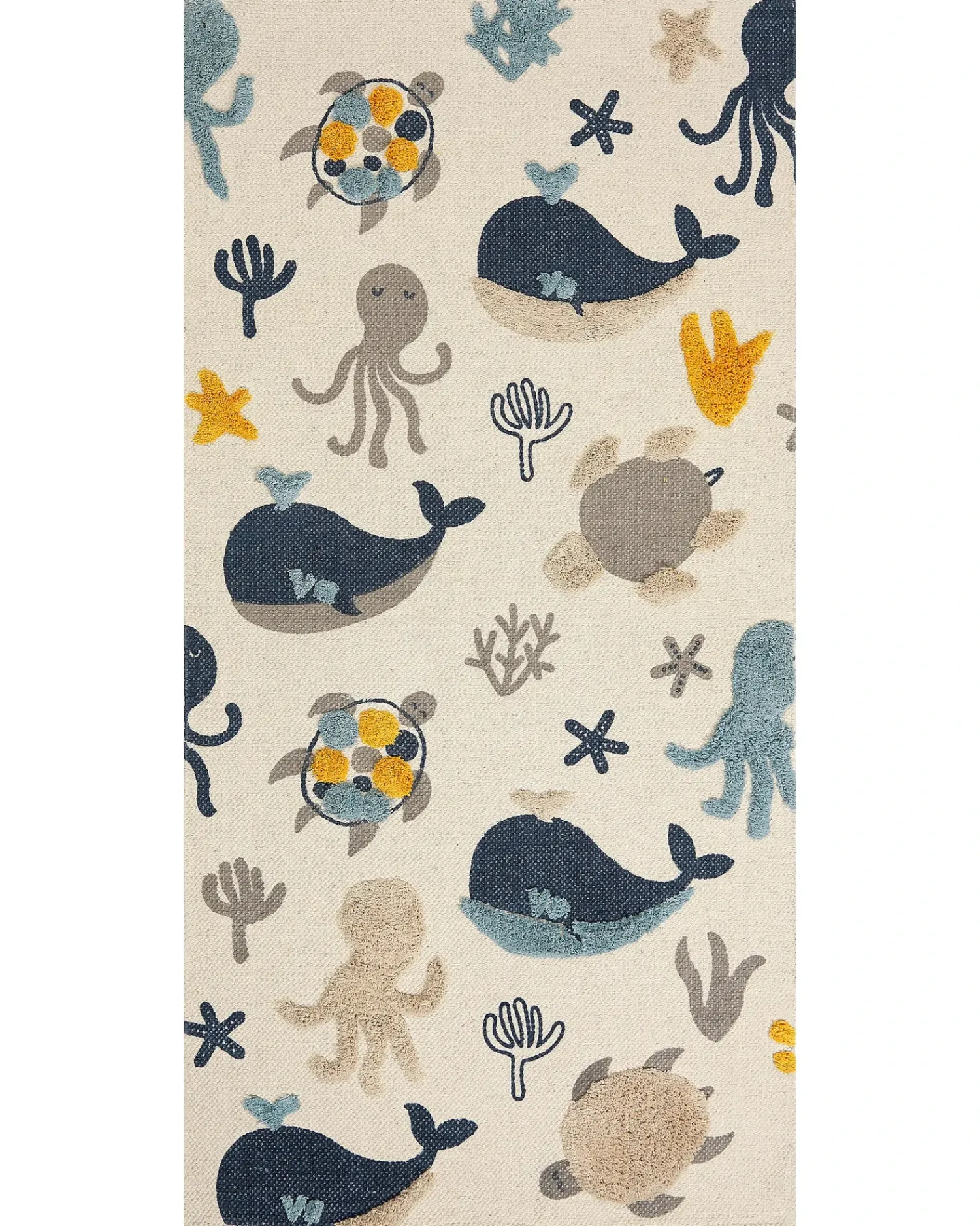 Outlet Beliani Tappeto per bambini PORSEA Multicolore 80 x 150 cm Cotone Beige Blu Grigio Multicolore