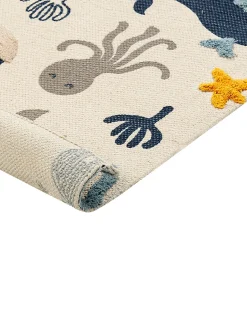 Outlet Beliani Tappeto per bambini PORSEA Multicolore 80 x 150 cm Cotone Beige Blu Grigio Multicolore