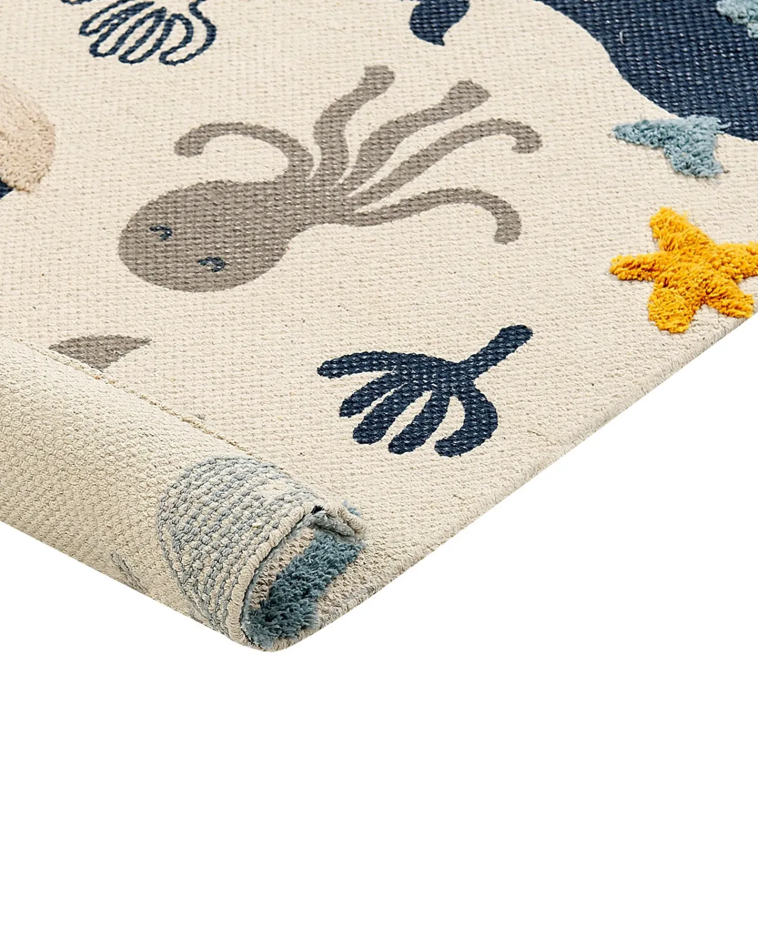 Outlet Beliani Tappeto per bambini PORSEA Multicolore 80 x 150 cm Cotone Beige Blu Grigio Multicolore