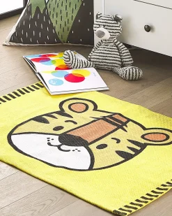 Online Beliani Tappeto per bambini RANCHI Giallo 60 x 90 cm Cotone Bianco Giallo Arancione Nero