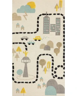 Beliani Tappeto per bambini SAZAK Multicolore 80 x 150 cm Cotone Beige Blu Nero Multicolore