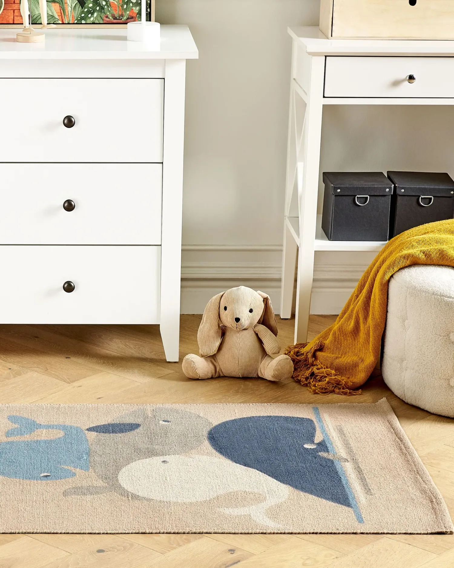 Best Beliani Tappeto per bambini SEAI Beige 80 x 150 cm Cotone Bianco Beige Blu Giallo