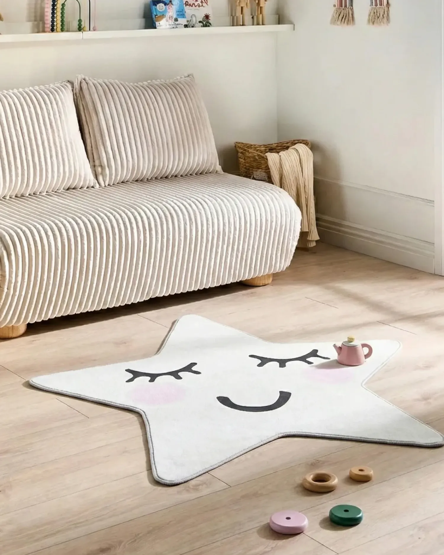 Discount Beliani Tappeto per bambini SIRIUS Bianco 120 x 120 cm Bianco Nero Rosa