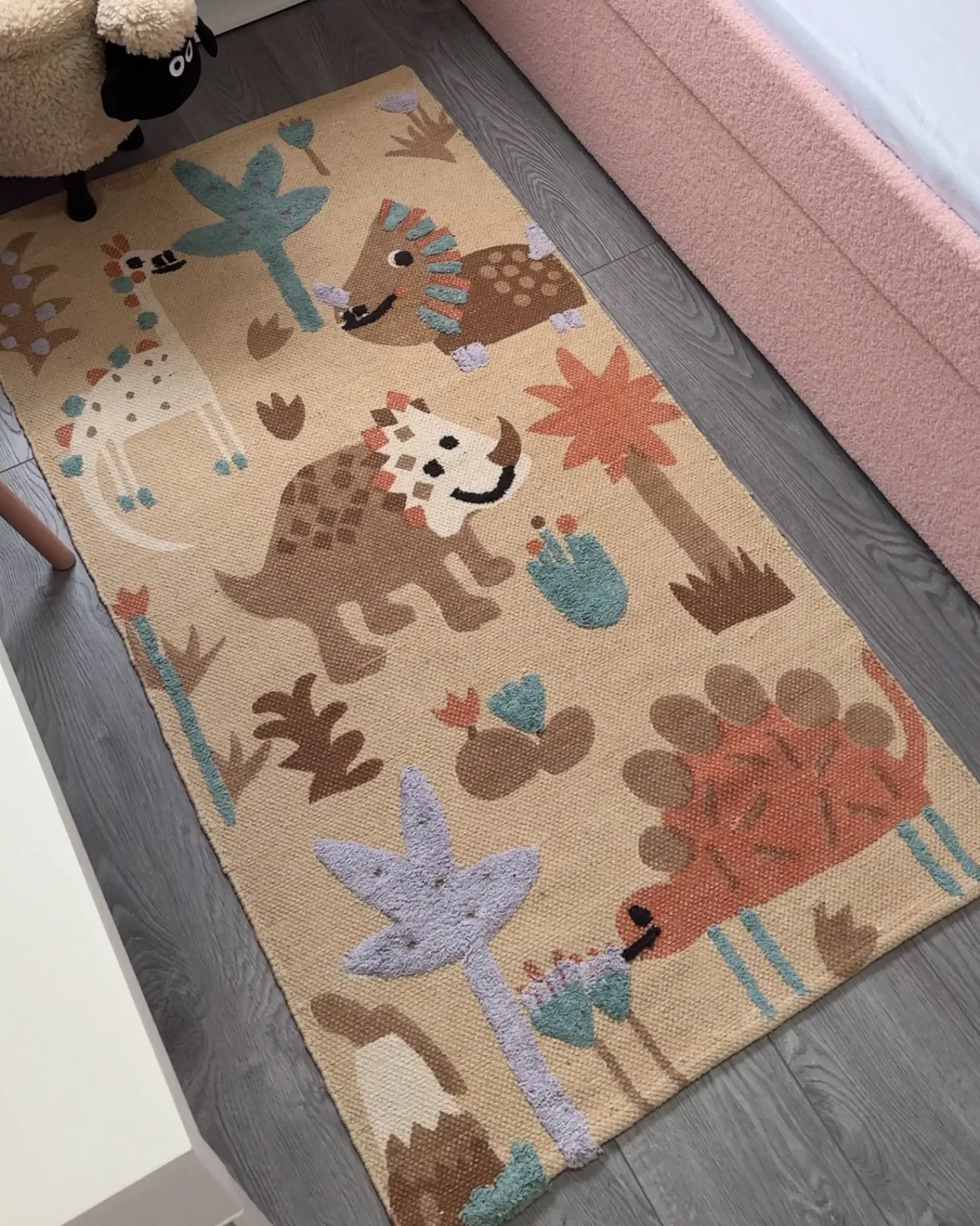 Sale Beliani Tappeto per bambini STABAT Multicolore 80 x 150 cm Cotone Arancione Blu Marrone Multicolore