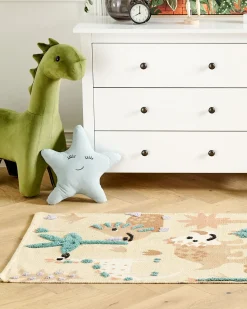 Sale Beliani Tappeto per bambini STABAT Multicolore 80 x 150 cm Cotone Arancione Blu Marrone Multicolore