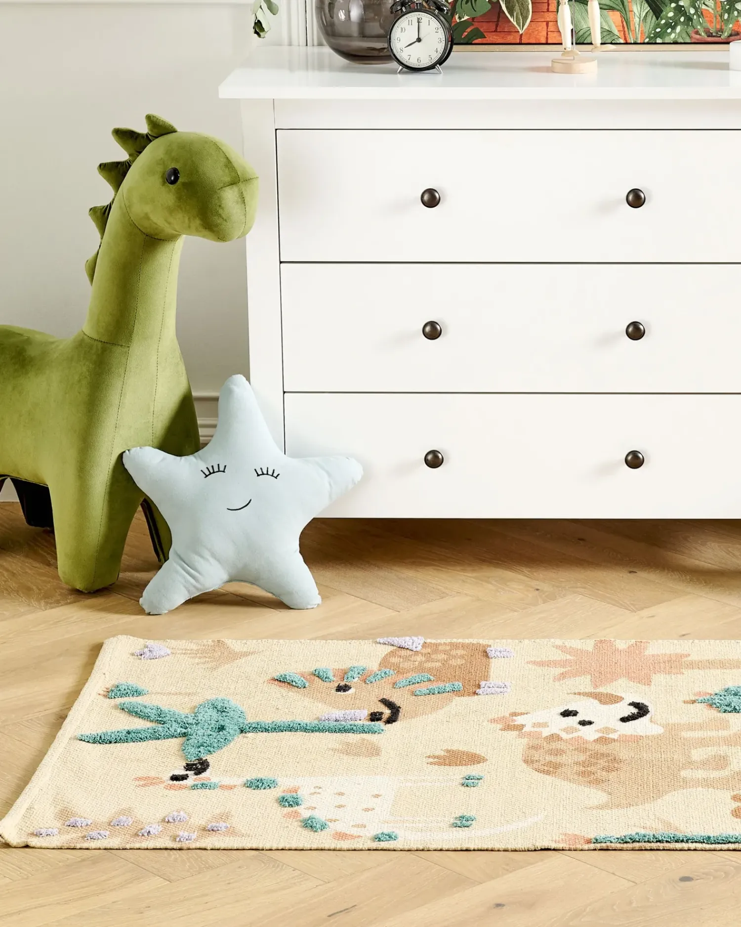Sale Beliani Tappeto per bambini STABAT Multicolore 80 x 150 cm Cotone Arancione Blu Marrone Multicolore