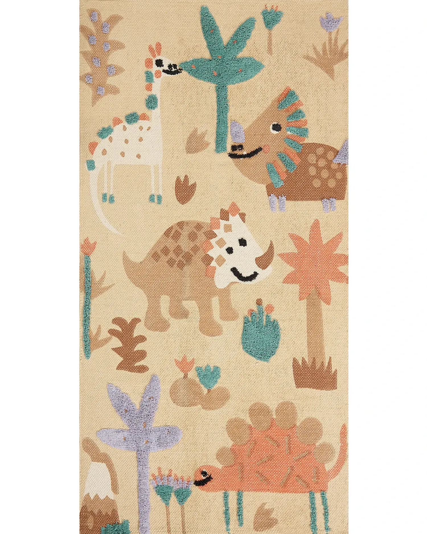 Sale Beliani Tappeto per bambini STABAT Multicolore 80 x 150 cm Cotone Arancione Blu Marrone Multicolore