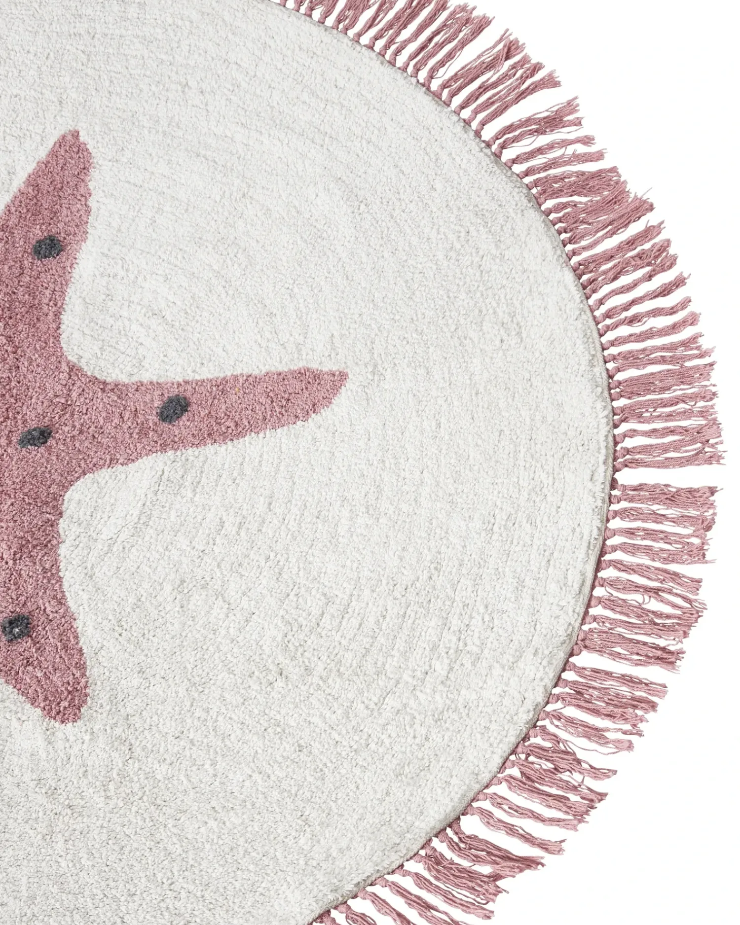Clearance Beliani Tappeto per bambini STARS Bianco sporco ø 120 cm Cotone Bianco Rosa