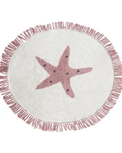 Clearance Beliani Tappeto per bambini STARS Bianco sporco ø 120 cm Cotone Bianco Rosa