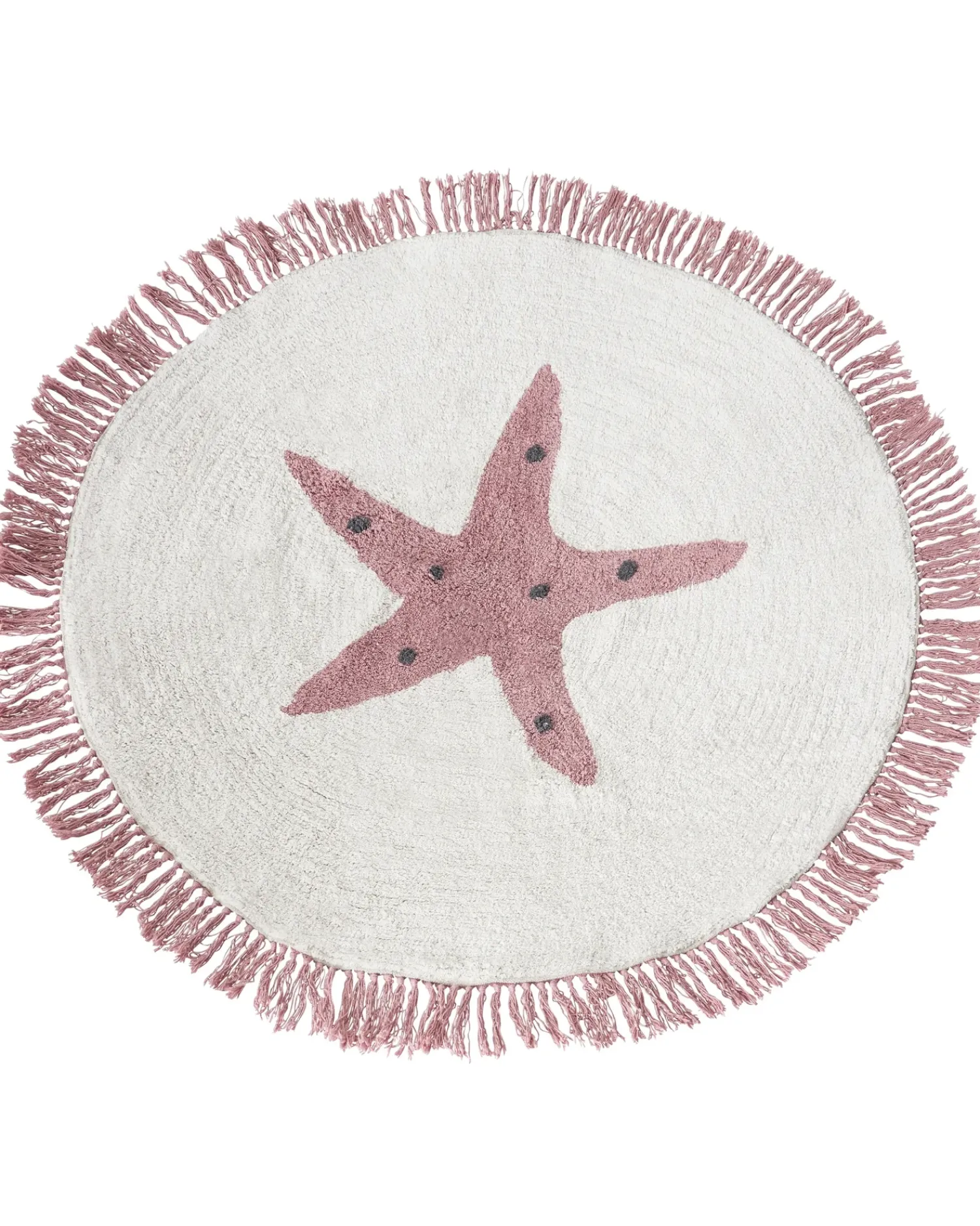 Clearance Beliani Tappeto per bambini STARS Bianco sporco ø 120 cm Cotone Bianco Rosa
