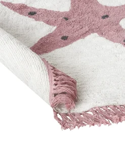 Clearance Beliani Tappeto per bambini STARS Bianco sporco ø 120 cm Cotone Bianco Rosa