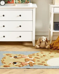 New Beliani Tappeto per bambini TANGSE Grigio 80 x 150 cm Cotone Bianco Giallo Grigio Nero