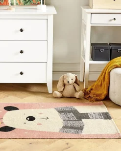 Discount Beliani Tappeto per bambini TAPAK Rosa 80 x 150 cm Cotone Beige Giallo Rosa Grigio Multicolore