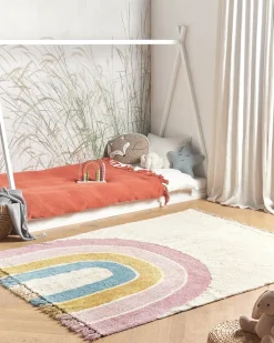 Discount Beliani Tappeto per bambini TATARLI Multicolore 140 x 200 cm Cotone Beige Multicolore