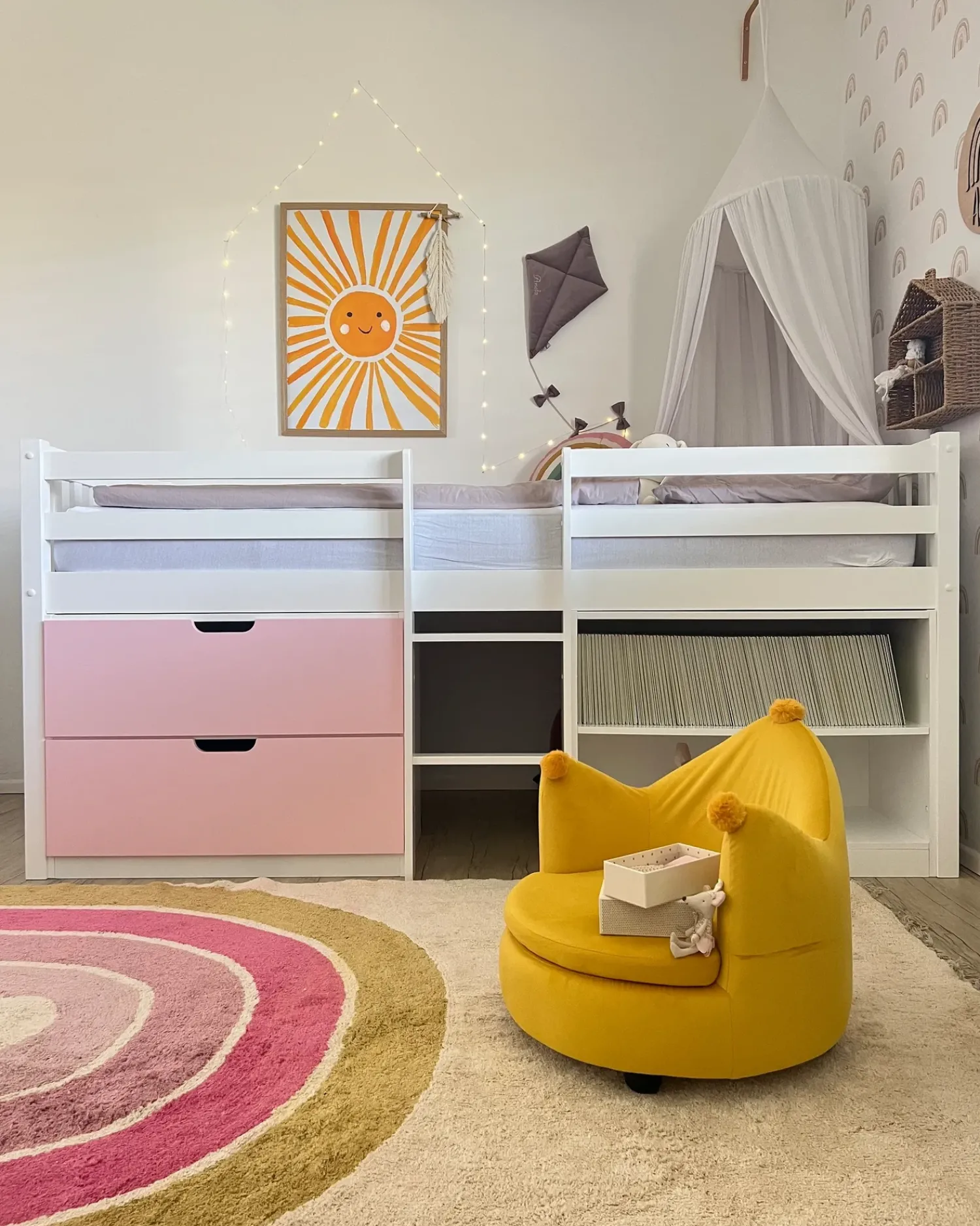 Clearance Beliani Tappeto per bambini TATARLI Rosa 140 x 200 cm Cotone Beige Giallo Rosa