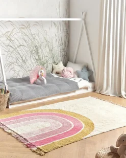 Clearance Beliani Tappeto per bambini TATARLI Rosa 140 x 200 cm Cotone Beige Giallo Rosa