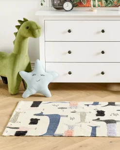 New Beliani Tappeto per bambini TEMIAJ Multicolore 80 x 150 cm Cotone Beige Multicolore