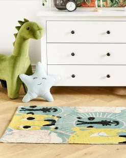 Hot Beliani Tappeto per bambini TUTUT Multicolore 80 x 150 cm Cotone Blu Giallo Nero Multicolore Rosa