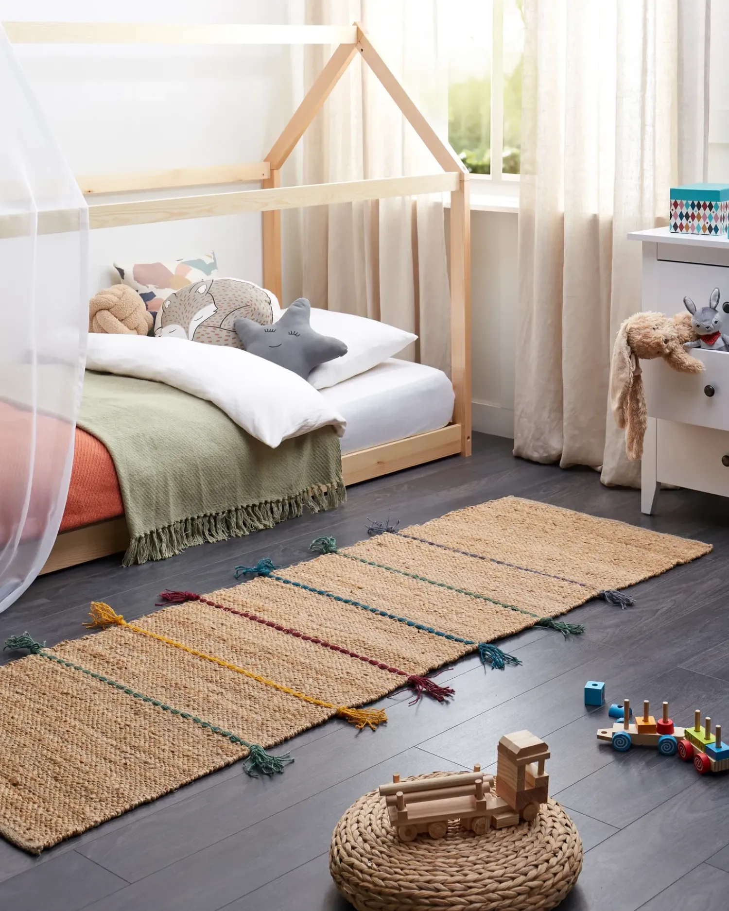 Best Beliani Tappeto per bambini UZUNTA Beige 70 x 200 cm Iuta Beige Multicolore