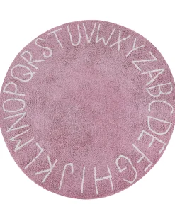 Outlet Beliani Tappeto per bambini VURGUN Rosa ø 120 cm Cotone Bianco Rosa