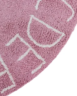 Outlet Beliani Tappeto per bambini VURGUN Rosa ø 120 cm Cotone Bianco Rosa