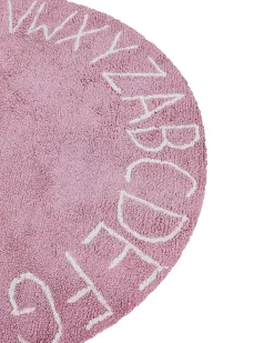 Outlet Beliani Tappeto per bambini VURGUN Rosa ø 120 cm Cotone Bianco Rosa