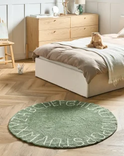 Hot Beliani Tappeto per bambini VURGUN Verde ø 120 cm Cotone Bianco Verde