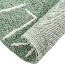 Hot Beliani Tappeto per bambini VURGUN Verde ø 120 cm Cotone Bianco Verde