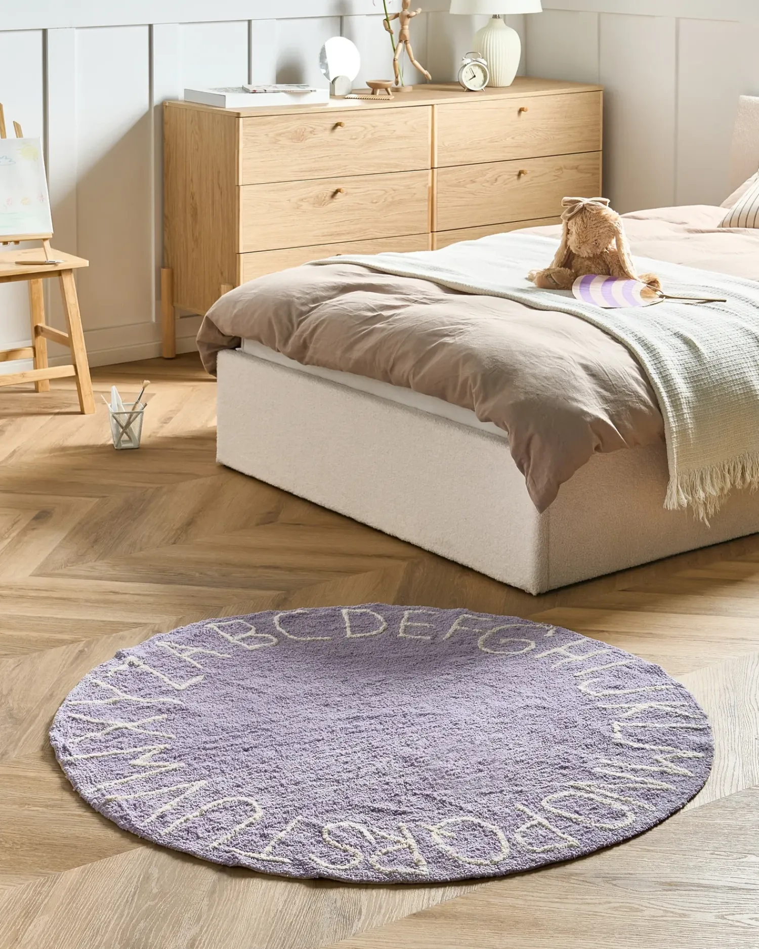 Discount Beliani Tappeto per bambini VURGUN Viola chiaro ø 120 cm Cotone Bianco Viola
