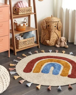 Discount Beliani Tappeto per bambini YAGCI Multicolore ø 120 cm Cotone Beige Arancione Blu Marrone Multicolore