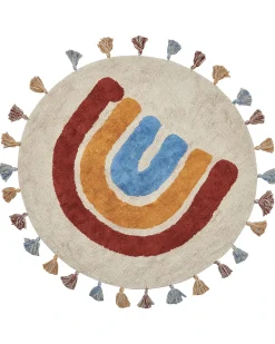Discount Beliani Tappeto per bambini YAGCI Multicolore ø 120 cm Cotone Beige Arancione Blu Marrone Multicolore