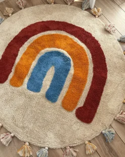 Discount Beliani Tappeto per bambini YAGCI Multicolore ø 120 cm Cotone Beige Arancione Blu Marrone Multicolore