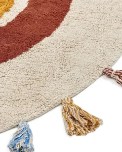 Discount Beliani Tappeto per bambini YAGCI Multicolore ø 120 cm Cotone Beige Arancione Blu Marrone Multicolore
