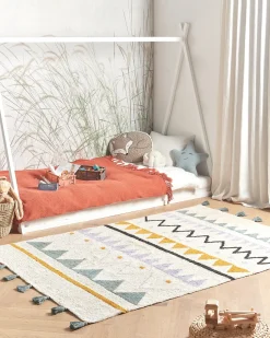 Best Beliani Tappeto per bambini ZAYSAN Verde 140 x 200 cm Cotone Beige Giallo Nero Verde Viola