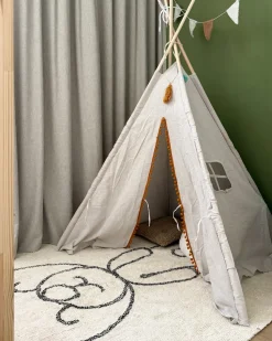 Beliani Tappeto per bambini ZORAKAN Beige chiaro 140 x 200 cm Cotone Beige Nero