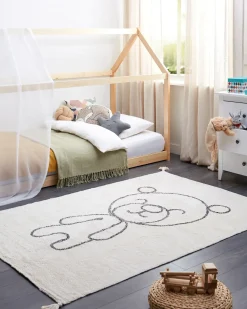 Beliani Tappeto per bambini ZORAKAN Beige chiaro 140 x 200 cm Cotone Beige Nero