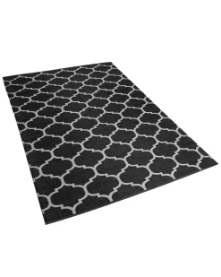 Discount Beliani Tappeto per esterni ALADANA Nero/Bianco 140 x 200 cm Reversibile Bianco Nero