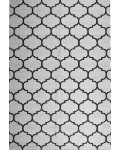 Discount Beliani Tappeto per esterni ALADANA Nero/Bianco 140 x 200 cm Reversibile Bianco Nero