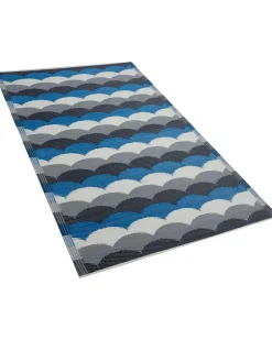 Beliani Tappeto per esterni BELLARY Blu 90 x 180 cm Bianco Blu Grigio Nero Multicolore