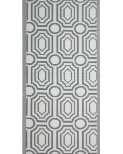 New Beliani Tappeto per esterni BIDAR Grigio 90 x 180 cm Reversibile Bianco Grigio