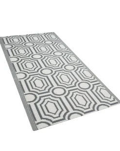 New Beliani Tappeto per esterni BIDAR Grigio 90 x 180 cm Reversibile Bianco Grigio